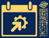 奖金与齿轮一体化圆形的矢量图标